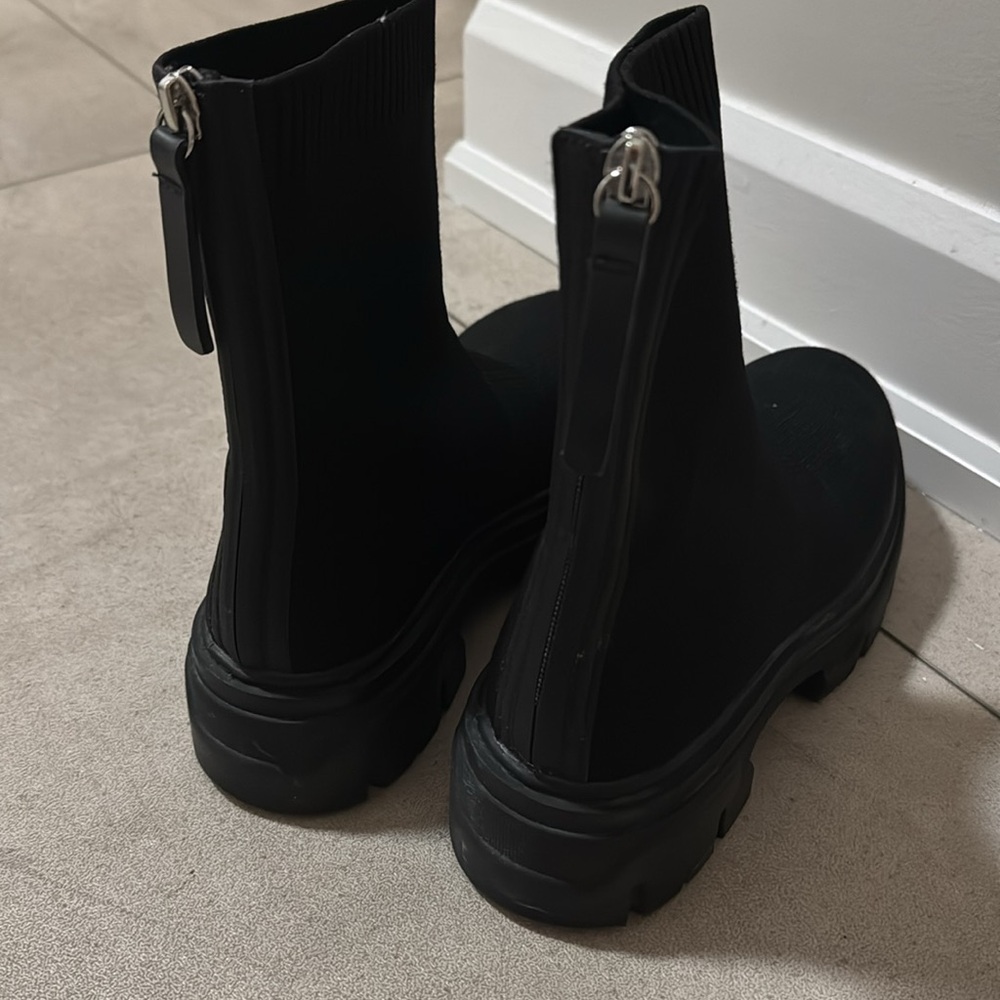 H&M Black Textured Lug Boots